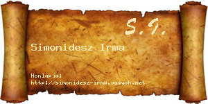 Simonidesz Irma névjegykártya